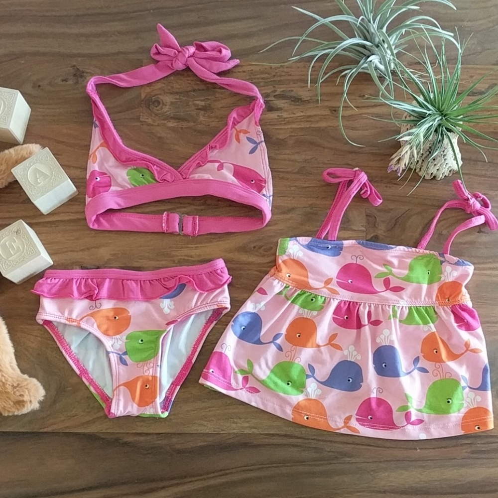 Pink Platinum Whale Bikini 2T & bonus tankini 18M